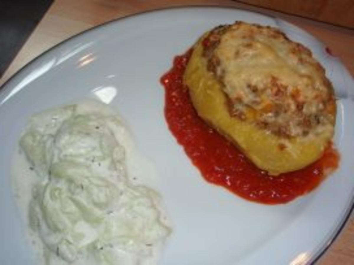 Deftiges: Gefüllte Hackfleisch-Kartoffeln mit Tomatensoße - Rezept - Bild Nr. 2