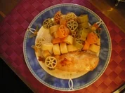 Hähnchenbrust mit Rädernudeln - Rezept