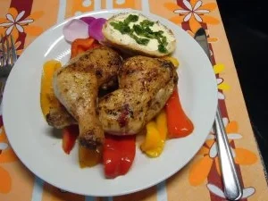 Hähnchenkeulen mal süß-sauer - Rezept