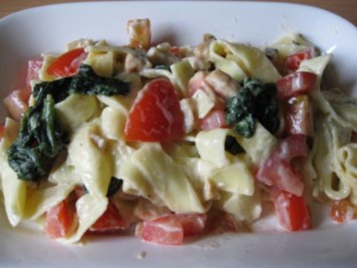 (ړײ)   Schneckeles angeschwipste Lachs-Spinat-Tomaten-Pasta  (ړײ) - Rezept