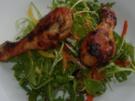 Marinierte Hähnchenbollen mit Salat in Zitronen-Wasabi-Vinaigrette - Rezept