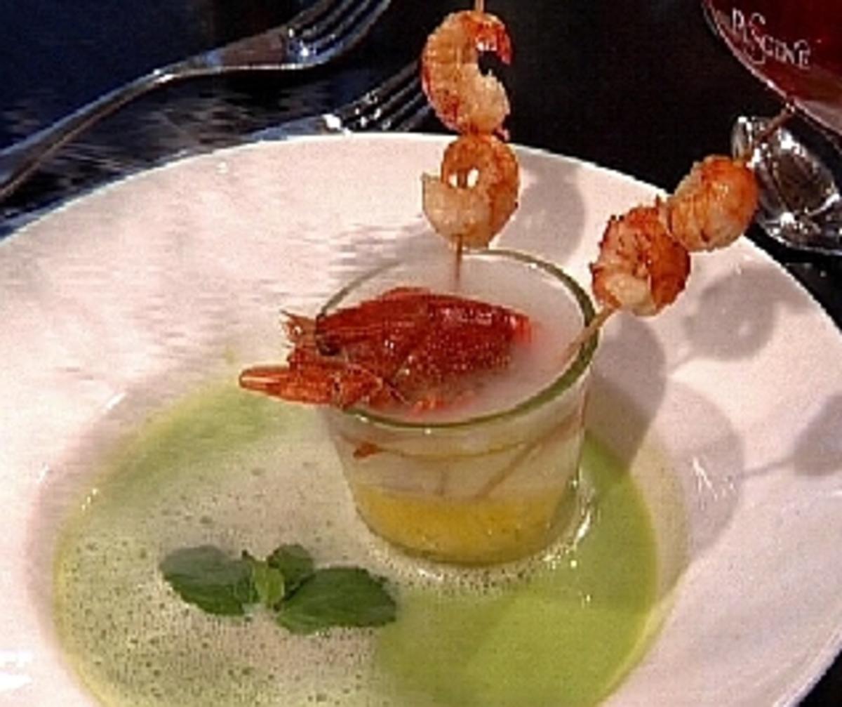 Mojito-Erbsensuppe mit kalt geräucherten Flusskrebsen - Rezept - Bild Nr. 9