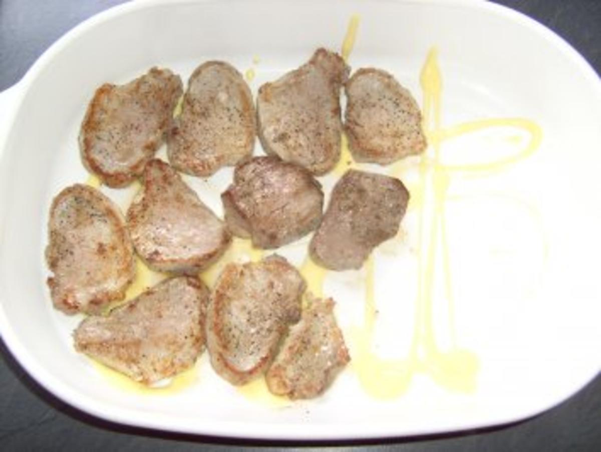 Schweinefilet mit Champignon-Käse überbacken - Rezept - Bild Nr. 5