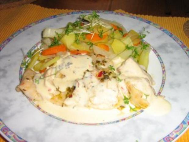 Gebratener Viktoriabarsch in Kräutern mit Zitronen-Sauce