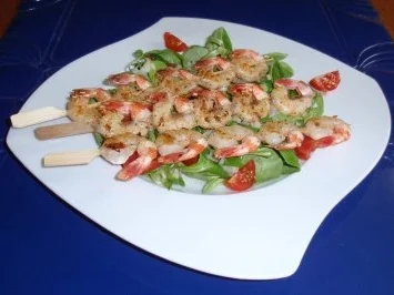 Feldsalat mit Garnelenspieße - Rezept - Bild Nr. 6