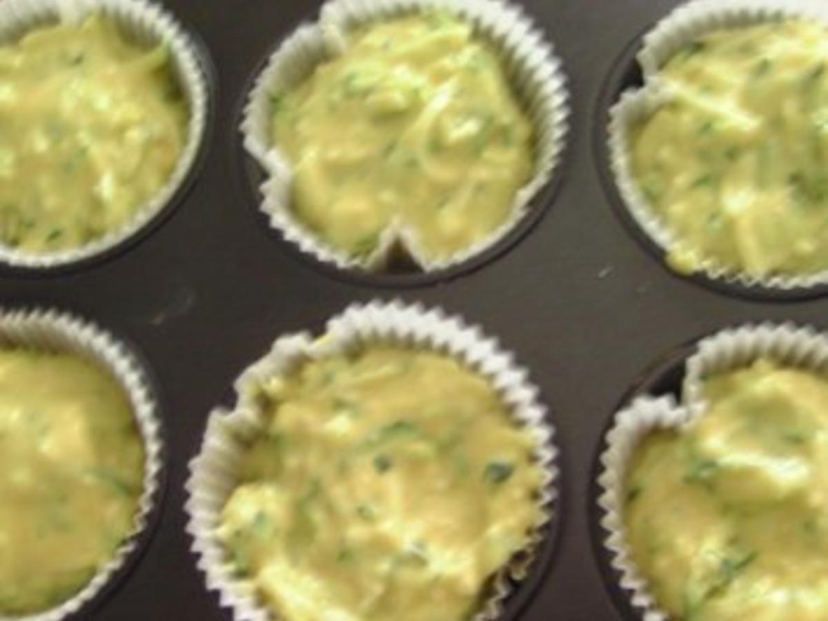 Maismehl Muffins mit Käse und Zucchini - einfach - 247 kcal/100g