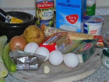 Poreequiche mit Birnen und Edelpilzkäse - Rezept - Bild Nr. 2