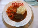 Rind : Sauerbraten an Gemüse mit Kartoffel-Kohlrabi-Brei - Rezept