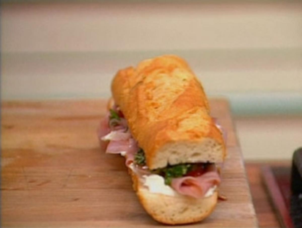 Frischkäse-Schinken Baguette - Rezept mit Bild - kochbar.de