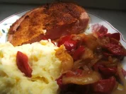 Jägerschnitzel --  Paprika-Zwiebel-Gemüse - Rezept