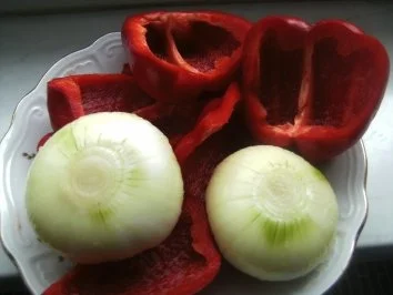 Jägerschnitzel --  Paprika-Zwiebel-Gemüse - Rezept - Bild Nr. 2