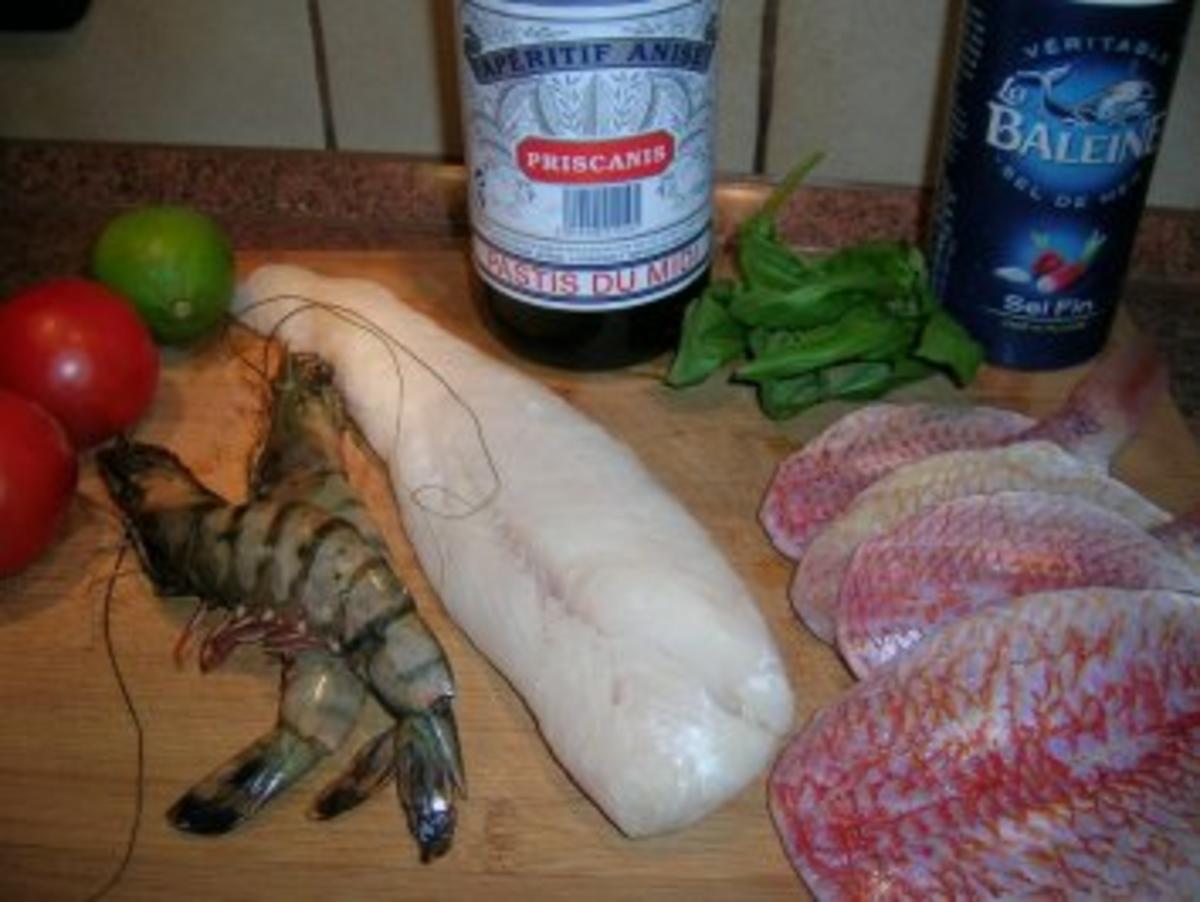 Fischplatte Kabeljauloin/ Meerbarben Blattspinat+Trüffelöl-Kartoffelpüree/ Pernod Sauce - Rezept - Bild Nr. 4