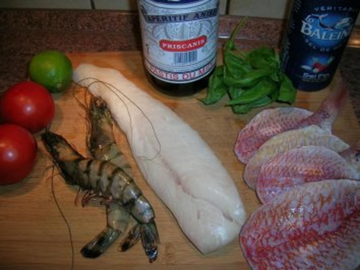 Fischplatte Kabeljauloin/ Meerbarben Blattspinat+Trüffelöl-Kartoffelpüree/ Pernod Sauce - Rezept - Bild Nr. 5