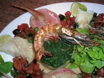 Rezept: Fischplatte Kabeljauloin/ Meerbarben Blattspinat+Trüffelöl-Kartoffelpüree/ Pernod Sauce Bild Nr. 10 Fischplatte Kabeljauloin/ Meerbarben Blattspinat+Trüffelöl-Kartoffelpüree/ Pernod Sauce - Rezept - Bild Nr. 10