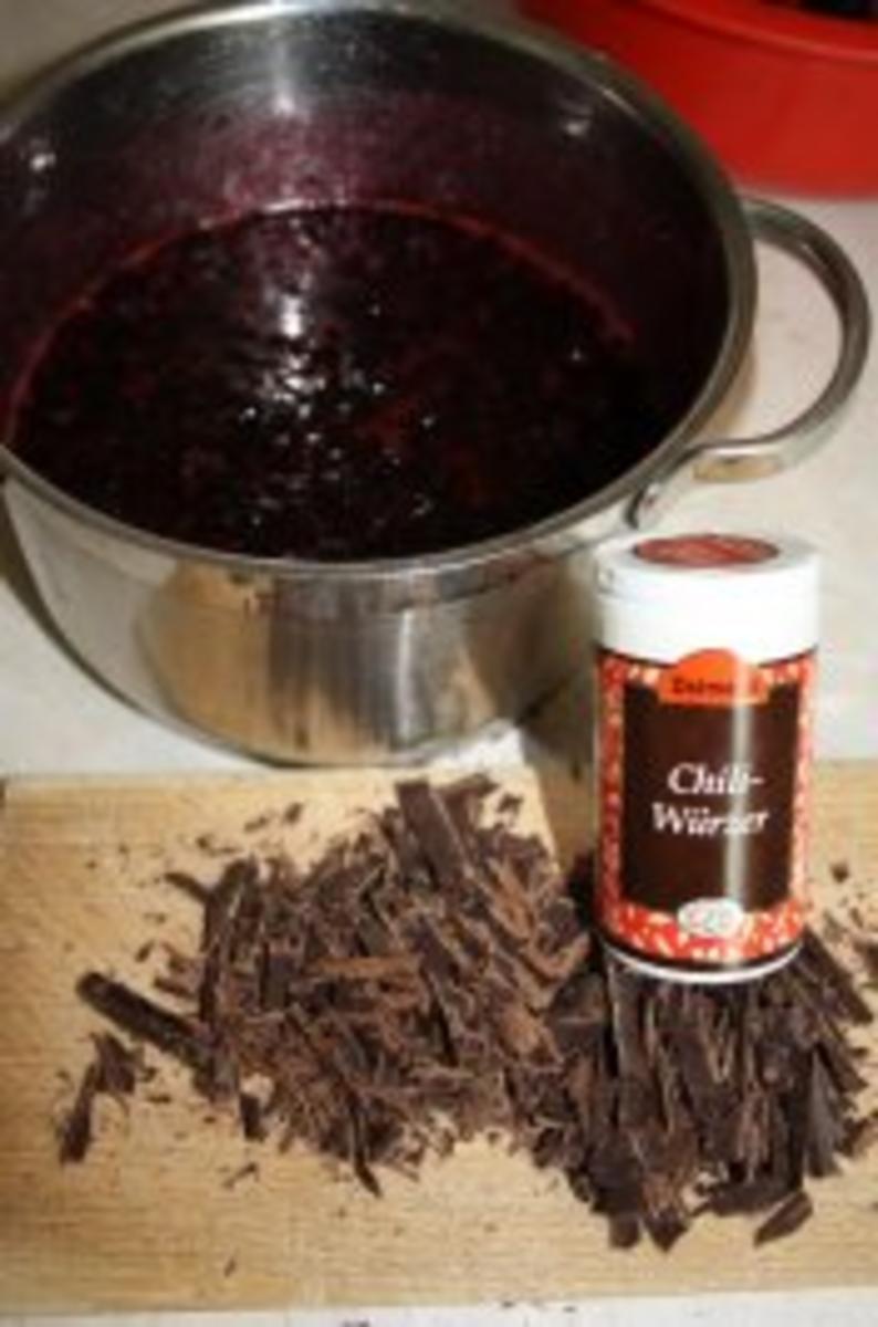 Aufstrich, süß: Brombeer-Schokoladen-Sirup mit Chili - Rezept - Bild Nr. 3