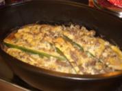 Überbackene Zucchini mit Hackfleisch und Zimtsoße - Rezept