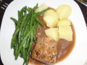 Schwein : Schweinelendchen bei 80 Grad, mit buttergeschwenkten Bohnen - Rezept