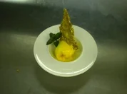 Mandarinensorbet mit Haferflockenkrokant - Rezept