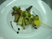 Seeteufel am Spieß auf Kartoffel-Petersilienpüree und Kräuterseitlinge - Rezept