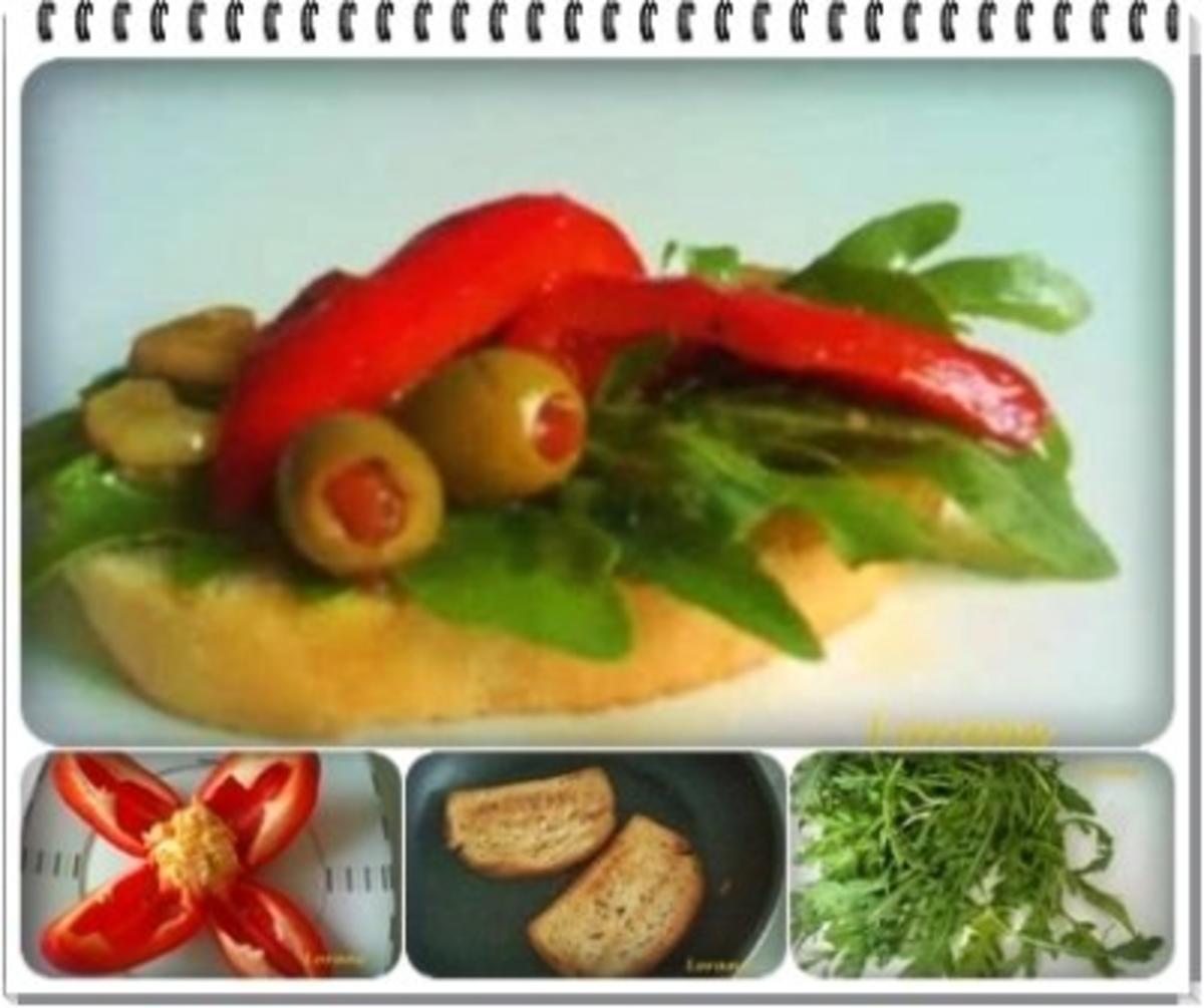 Bruschetta mit Rucola und Paprika - Rezept - Bild Nr. 2