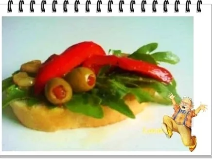 Bruschetta mit Rucola und Paprika - Rezept