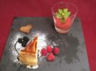 Käsekuchen mit Himbeersorbet - Rezept