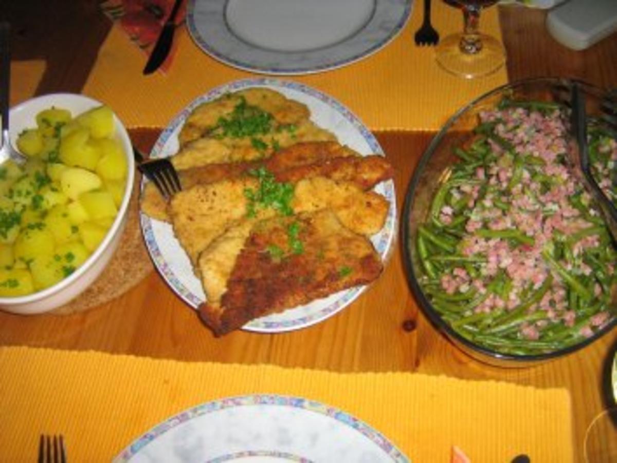 Putenschnitzel mit Speckböhnchen, Kartöffelchen und Rahm-Zitronensoße - Rezept - Bild Nr. 8