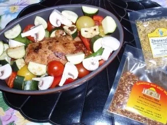 Hähnchenbrust im Schinkenmantel und buntem Ofengemüse - Rezept - Bild Nr. 5