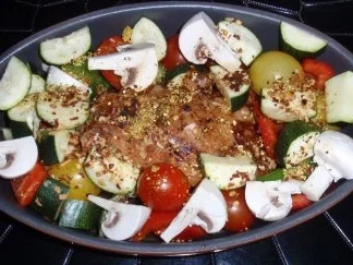 Hähnchenbrust im Schinkenmantel und buntem Ofengemüse - Rezept - Bild Nr. 6