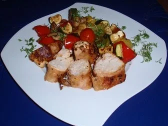 Hähnchenbrust im Schinkenmantel und buntem Ofengemüse - Rezept - Bild Nr. 8