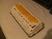 TORTE - Pfirsich-Biskuit-Kasten-Torte - Rezept