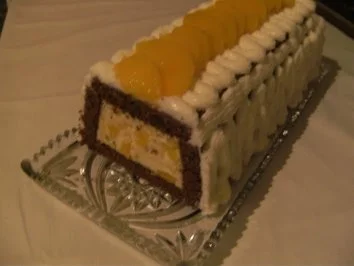 Rezept: TORTE - Pfirsich-Biskuit-Kasten-Torte Bild Nr. 2 TORTE - Pfirsich-Biskuit-Kasten-Torte - Rezept - Bild Nr. 2