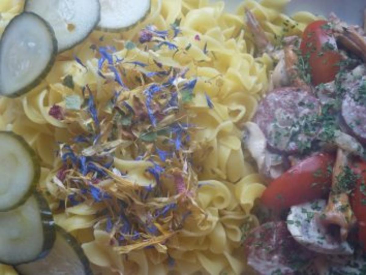Cremige Salami - Pilzpfanne an italienischer Pasta - Rezept - Bild Nr. 3