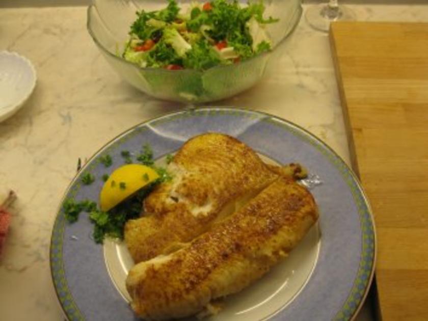 Steinbutt mit Knoblauchbutter und Blattsalat - Rezept - kochbar.de