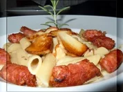 Penne mit Steinpilzrahm und Salsiccia Fresca - Rezept