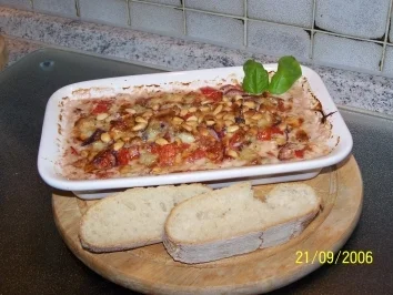 Gratinierte rote Zwiebeln mit Gorgonzola - Rezept