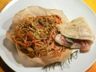 nudeln in papier - Rezept