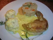 Rezept: Supreme von der Maispoularde auf Graupen-Risotto mit einer Champagnersauce an Blumenkohl Supreme von der Maispoularde auf Graupen-Risotto mit einer Champagnersauce an Blumenkohl - Rezept