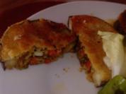 Panierte und gefüllte Auberginenscheiben - Rezept