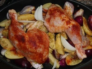 Huhn : Die Trauben für die Hähnchenkeulen waren beschwipst - Rezept - Bild Nr. 2