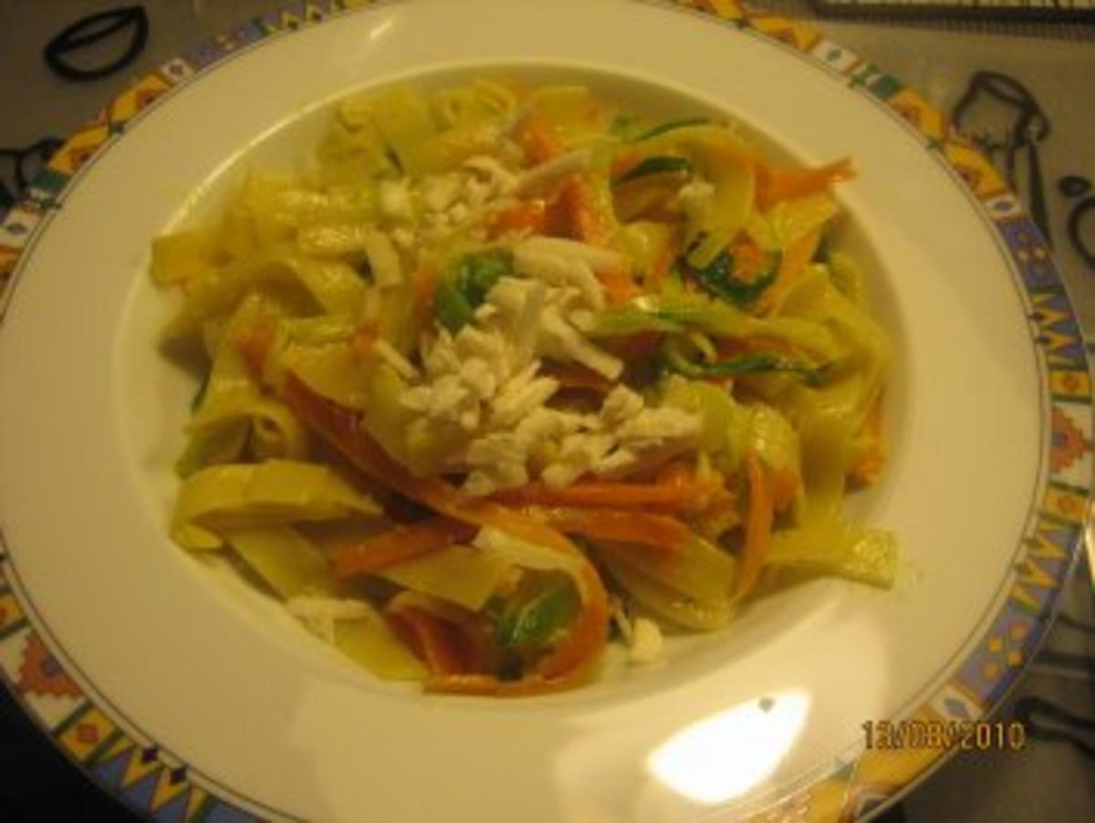 Julienne–Gemüse auf Bandnudeln mit Curry-Sahnesoße - Rezept - Bild Nr. 15