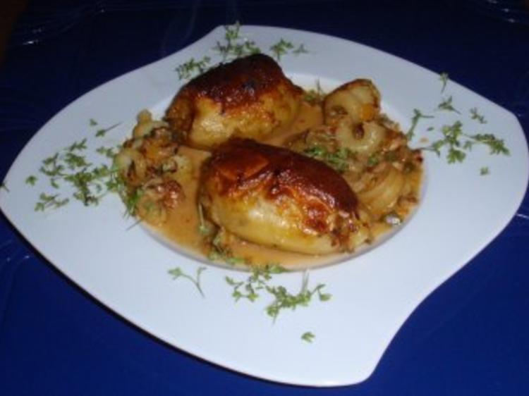 Gefüllte Kartoffeln im Backofen gegart - einfach - 77 kcal/100g