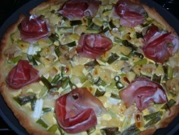 Rezept: Pizza......mit Frühlingszwiebeln...Ananas und Schinken Pizza......mit Frühlingszwiebeln...Ananas und Schinken - Rezept