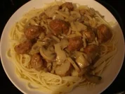 Rezept: Spaghetti mit Pilz - Rahm - Sauce und Hackbällchen Spaghetti mit Pilz - Rahm - Sauce und Hackbällchen - Rezept