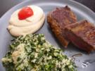 Lammlachs mit Spinatkuskus und Sesamdip - Rezept