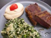 Lammlachs mit Spinatkuskus und Sesamdip - Rezept