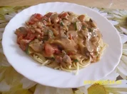 Speck-Pilz-Joghurtsoße für Spaghetti - Rezept