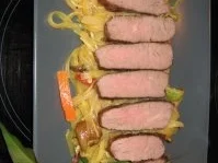 Rindersteak auf gelbem  Glasnudel-Gemüse-Curry - Rezept - Bild Nr. 6