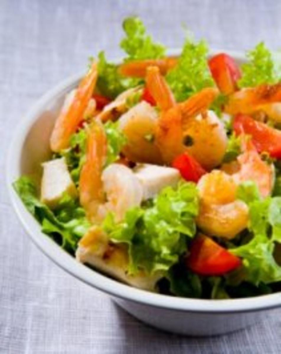 Shrimps-Brotsalat mit Limettendressing - Rezept
