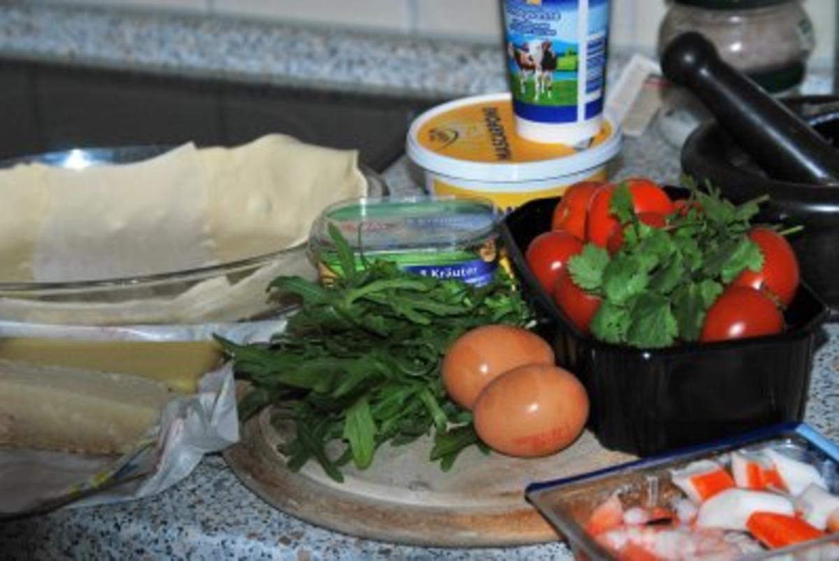 Tomaten-Rucola-Tarte mit Meeresfrüchten - Rezept - Bild Nr. 2